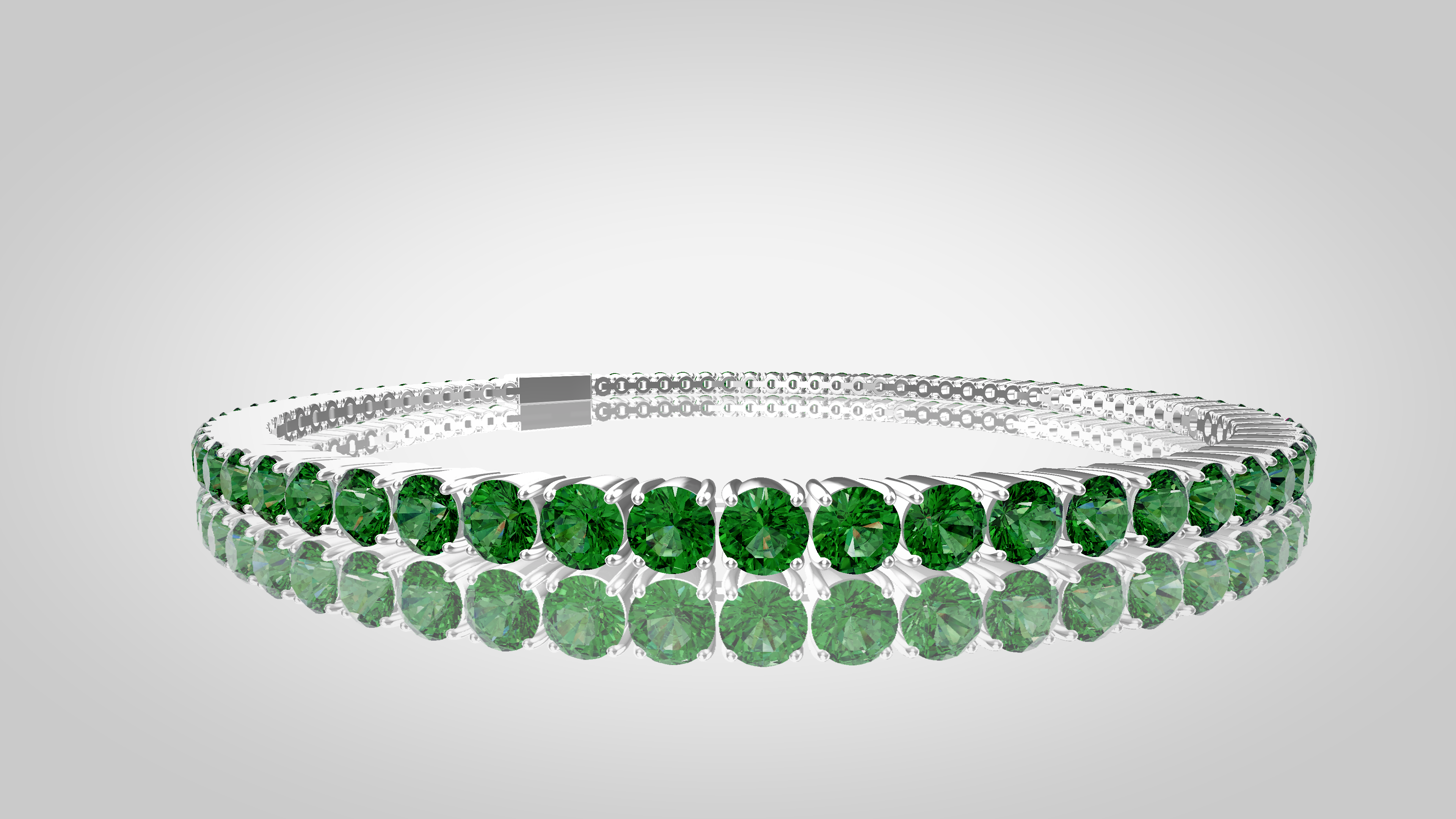 Emerald Tennis Bracelet — White gold · Round emeralds