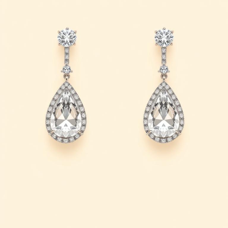 Drop Earrings — Platinum · Pear stones