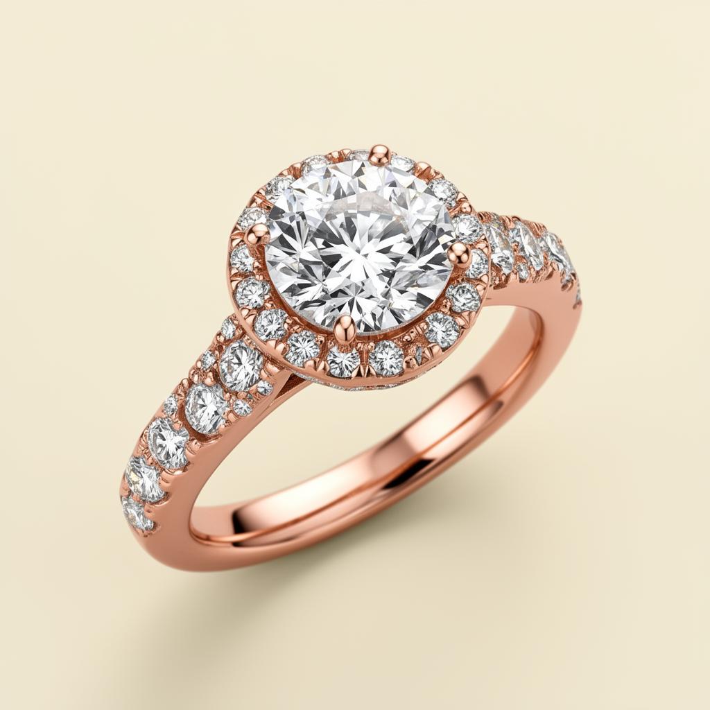 Premium rose gold diamond ring render