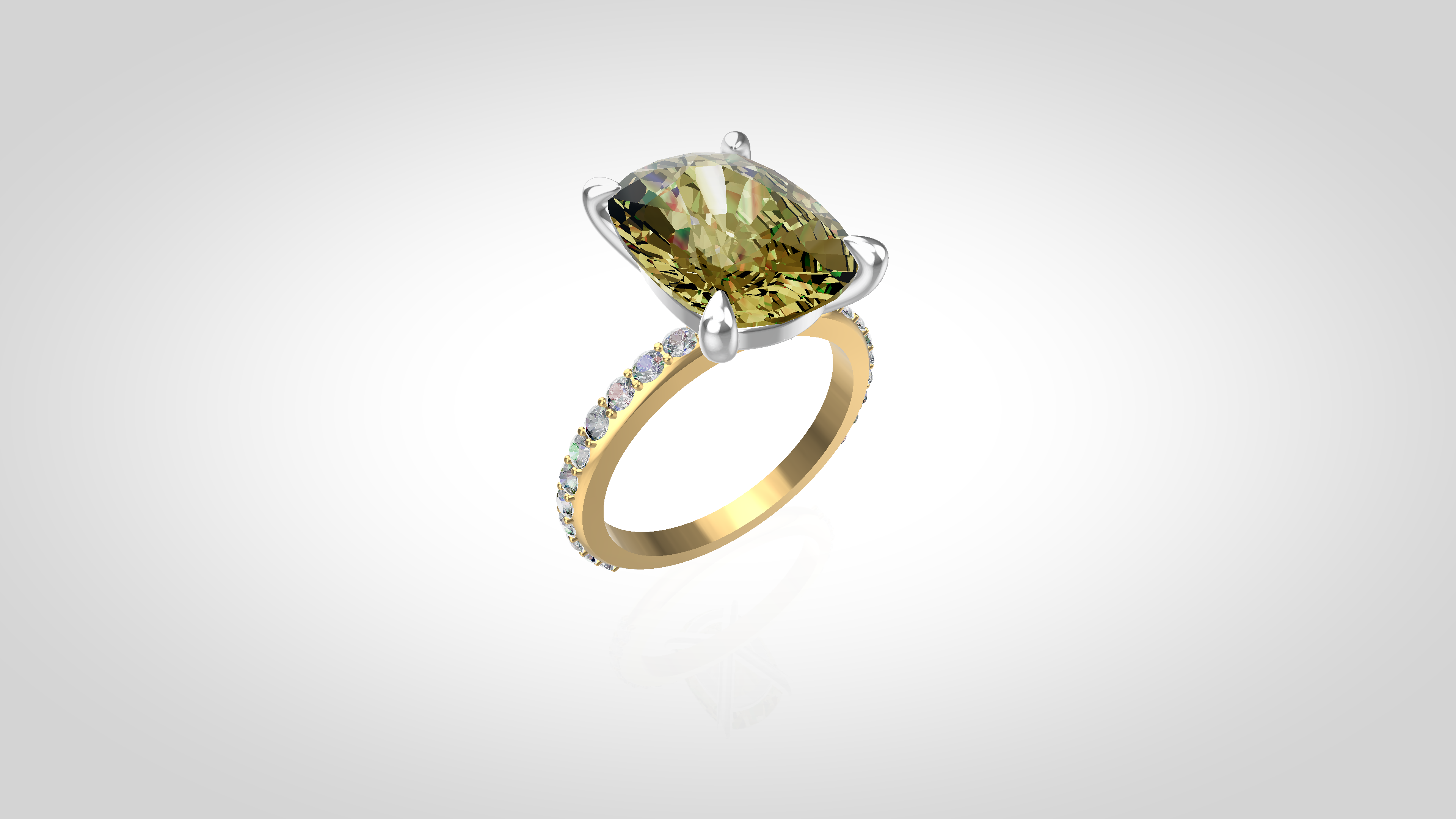 Two-Tone Engagement Ring — Yellow gold · Oval yellow diamond