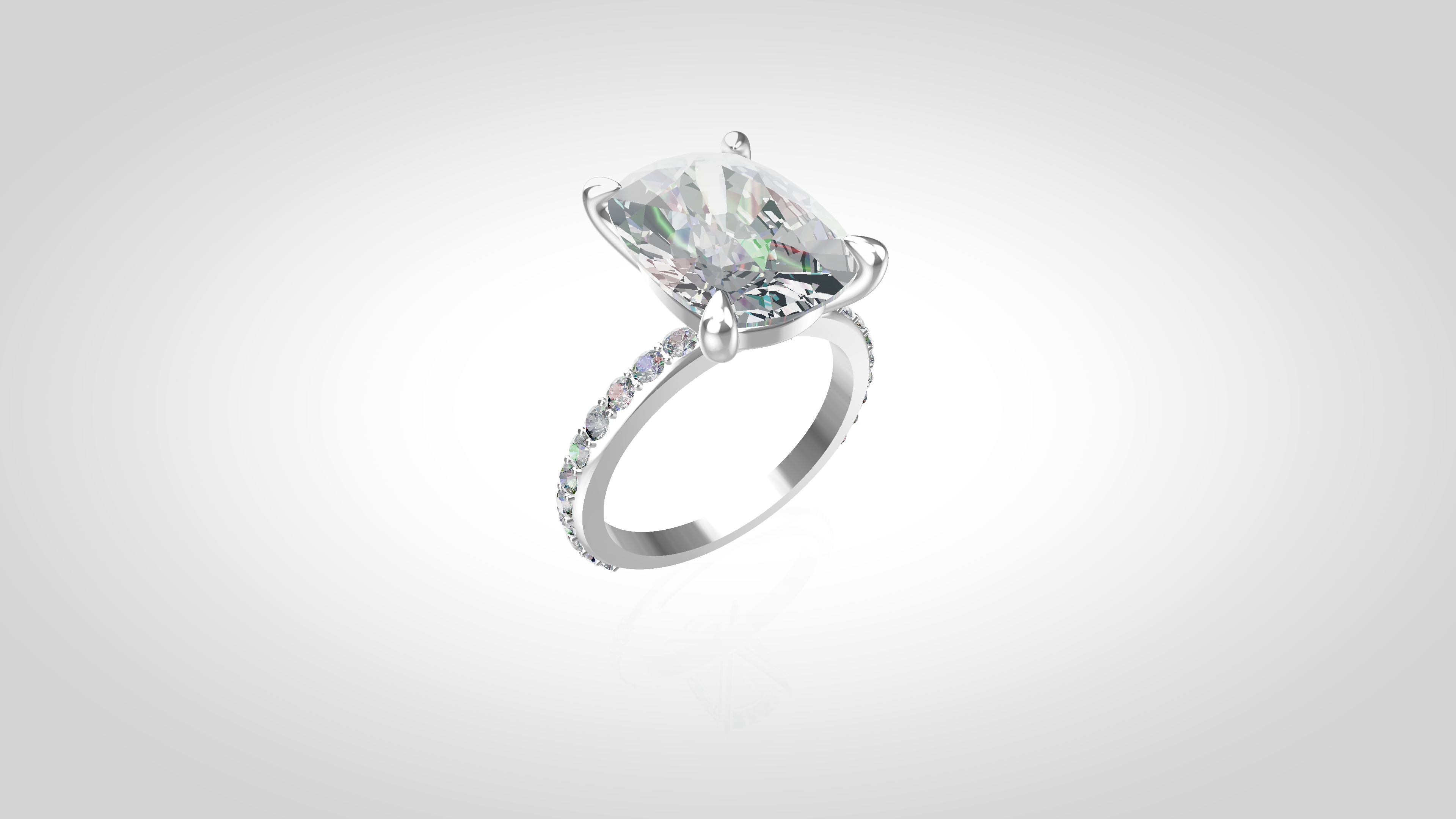 Oval Solitaire — White gold · Oval diamond